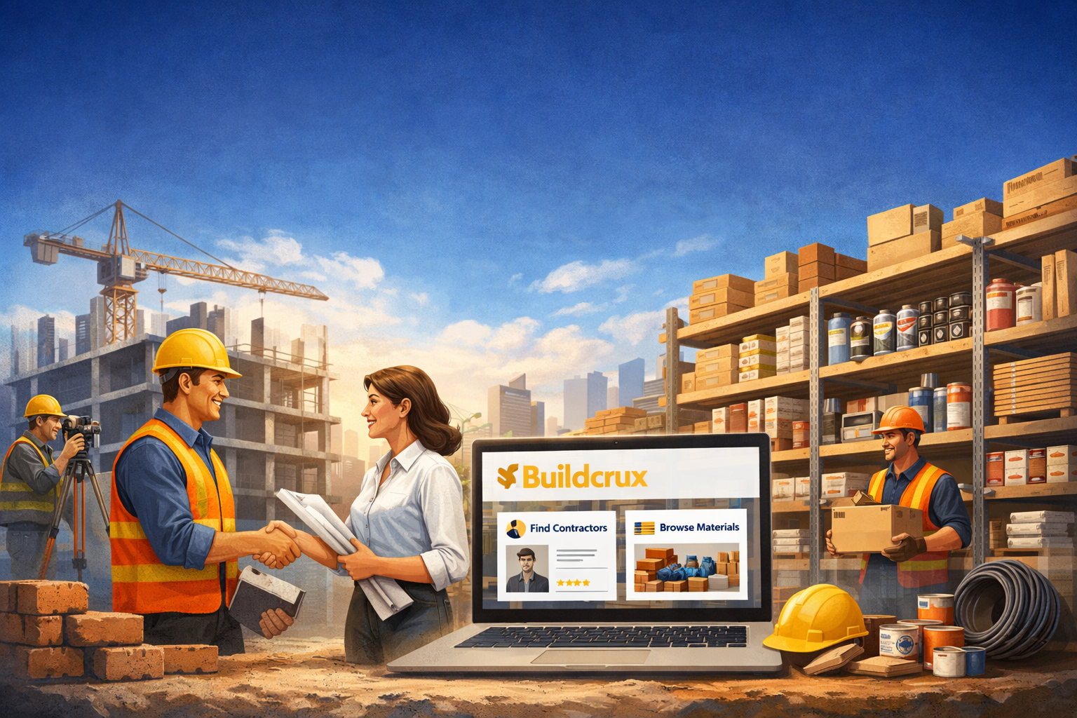 Construction workers on site — Buildcrux